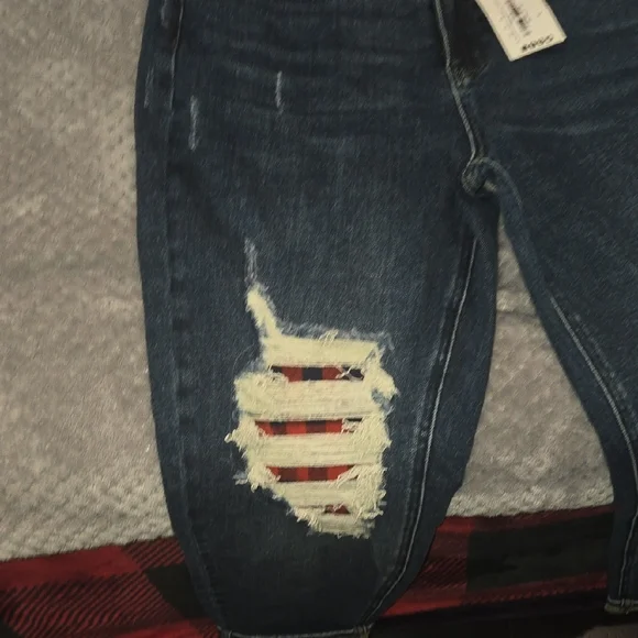 Judy Blue Buffalo Plaid Distressed Jeans - Picture 4 of 6